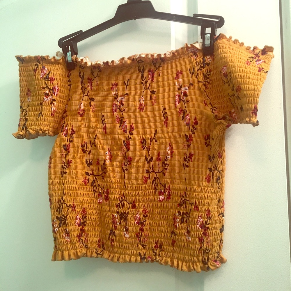 Scrunched Cropped Off Shoulder Shirt